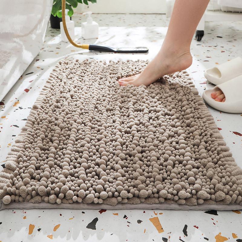 Chenille Long Pile Bathroom Mat - Water Absorbent & Anti-Slip Foot Pad for Home Use
