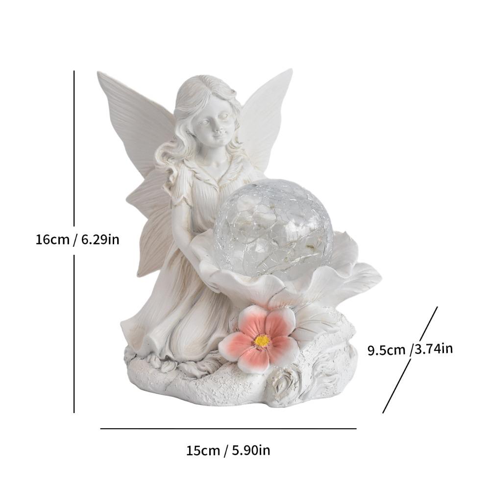 Solar Powered Resin Statue Premium Resin Solar Angel Whimsical Garden Statue  Garden Scenery