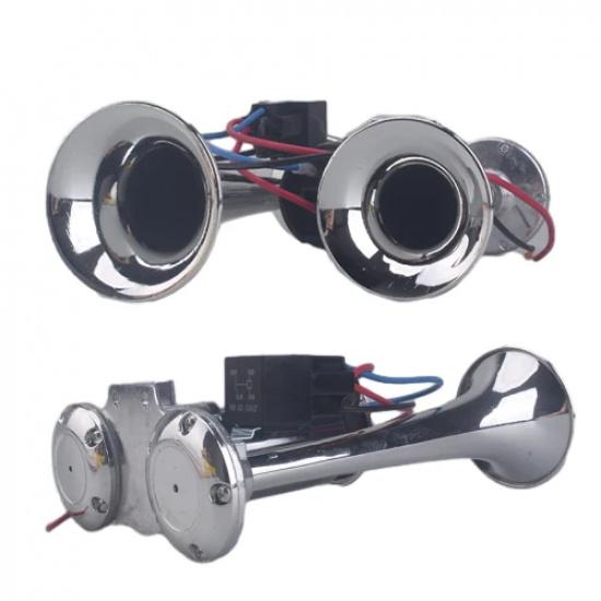 Dual electric air horn kit with compressor, 12V 24V 600DB super loud dual horn speakers for vehicle, car, truck, and boat