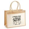 Jute Tote Bag - PLANETEE - I Can't Minimalist - Jute and Cotton Canvas - 21 L (43×33×21 Cm) - Black Illustration