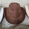 New Blue Suede Hat 7.5Cm Western Cowboy Women'S Fedora Hat Men'S Church Jazz Hat Fashion Travel Party Hat Denim Hat