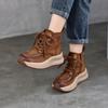 Fashion GKTINOO Women Boots Genuine Leather Sneakers 2024 New Lace-up Round Toe Women Handmade Retro Ankle Platform Boots