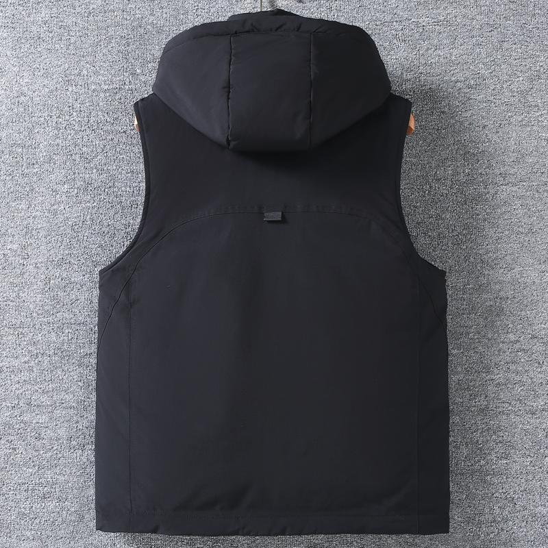 Plus Size L-8XL Fashion Warm Vest Man Winter Waterproof Sleeveless Jackets Hooded Casual Thick Men's Coat