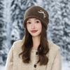 Female Sweet and Cute Bow Embroidered Drawstring Cold Hat Autumn and Winter Fashion Windproof Warm Wool Hat