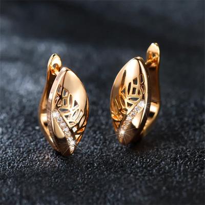 1 paio di orecchini pendenti a goccia con cristalli di zircone color oro per donna