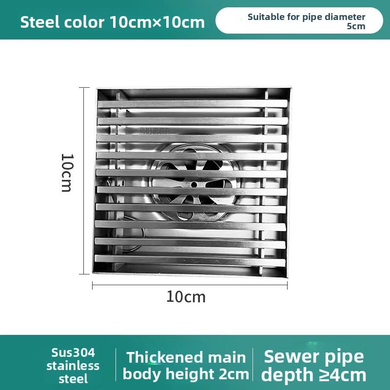 304 stainless steel floor drain, anti-odor outdoor 110 pipe outdoor courtyard project, large displacement courtyard special