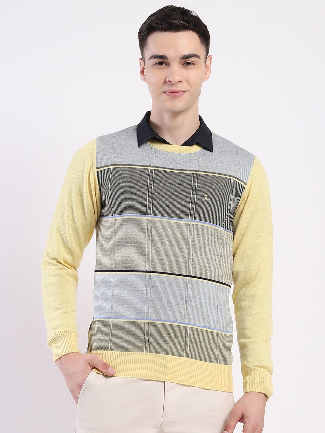 Monte Carlo Mens Regular Fit Self Designed Pullover L