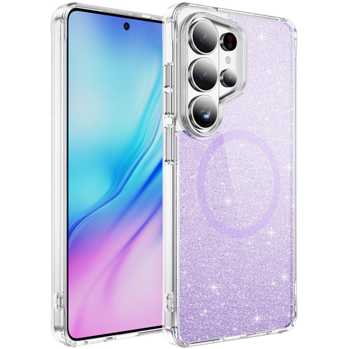 

Bling Diamond Plating Edges Phone Case for Samsung Galaxy S26 Plus S26 Ultra Wireless Charging Magnetic Glitter Cover Galaxy S26 Plus