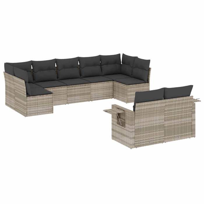 VidaXL Garden Lounge Set with Cushions 9 Pcs, Patio Sofas, Patio Furniture Set, Outdoor Furniture, Grey 3220621