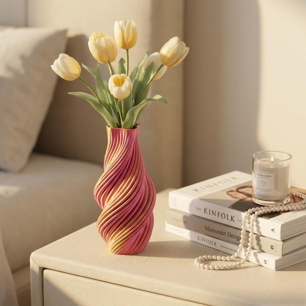 

Gradient Color 3D Printed Flower Vases Decorative Flowerpot Office Tabletop Ornaments Style 2