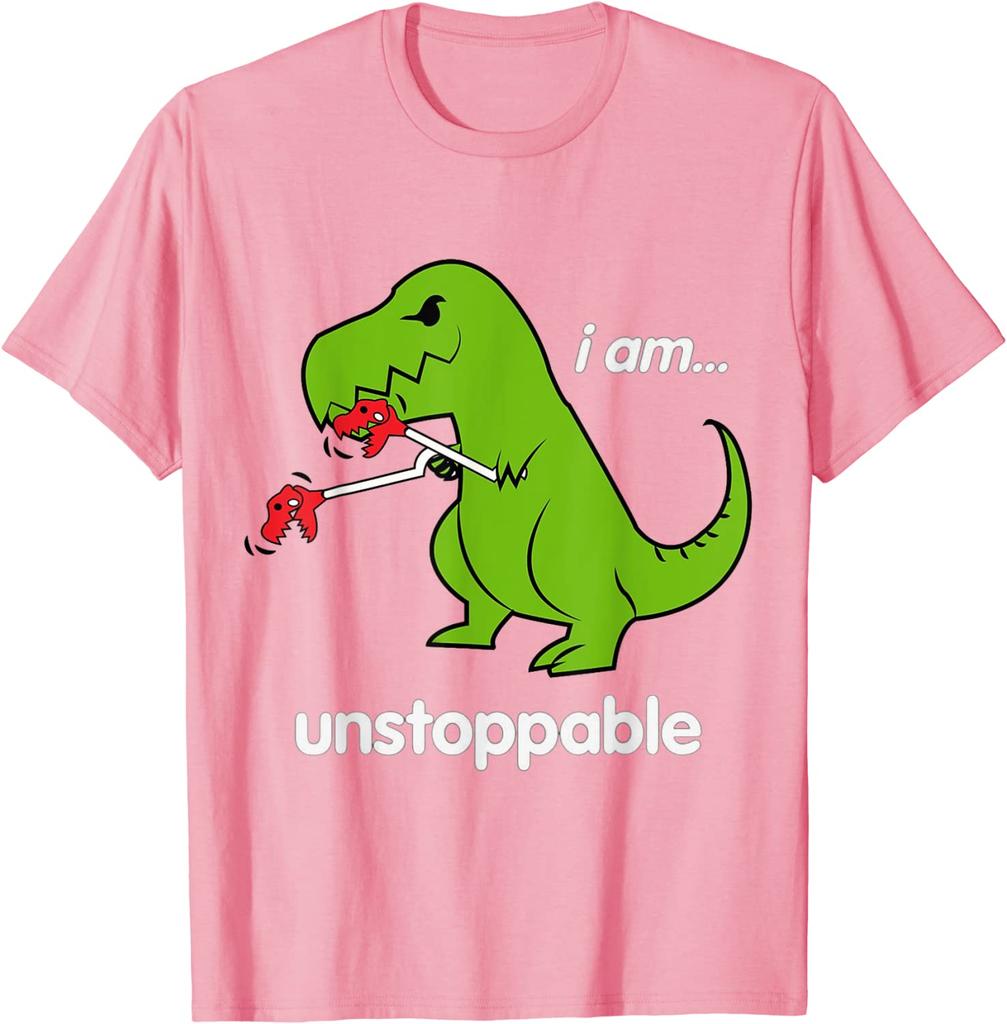 I Am Unstoppable T-Rex  Dino Cool Cute Humor Funny T-Shirt Tshirts Tops Tees New Design Cotton Hip Hop Gift Men's