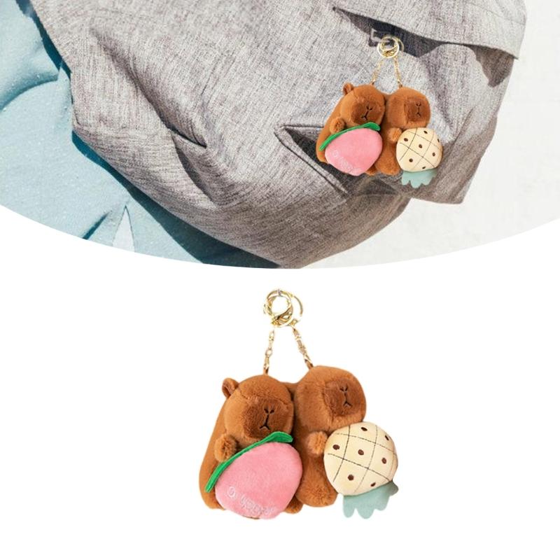 Modieuze en elegante sleutelhanger met capibara-print, een schattige en stevige pluche hanger voor tassen en sleutels.