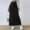 Fashionable Minimalist Women's Skirt, Spring/summer Grooved Strip A-line High-waisted Slit Long Skirt