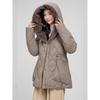 Mid-length loose waist slimming hooded thick diamond-shaped padded jacket jacket