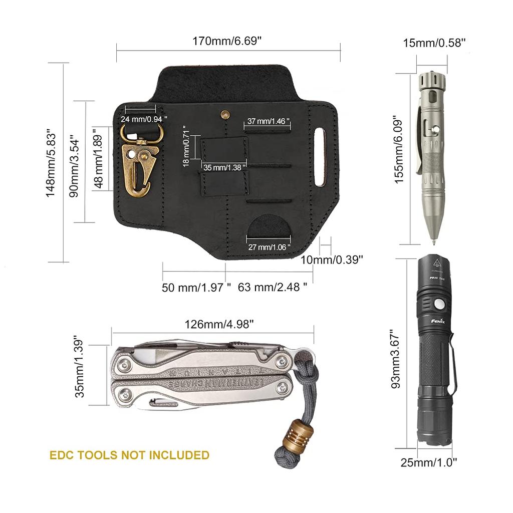 VIPERADE PJ13 Plus Pouzdro pro EDC Kapesní Organizér pro EDC Pouzdro s Klíčem Svítilnou Perem Kožené Pouzdro pro Leatherman Multitool Opasek, Muži, Držák,