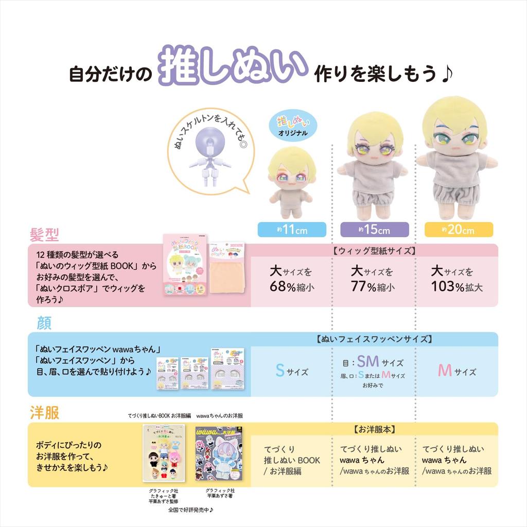 Kiyohara Plush Body Template for W210mm X (KIYOHARA) Oshi-Nui Wawa-chan 11cm, H297mm, NUIB-05