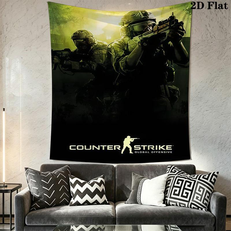 Counter-Strike 2 poster Wall Hanging Printed Fabric Blanket Decorative Tapestries for Bedroom Living Room Home Decor