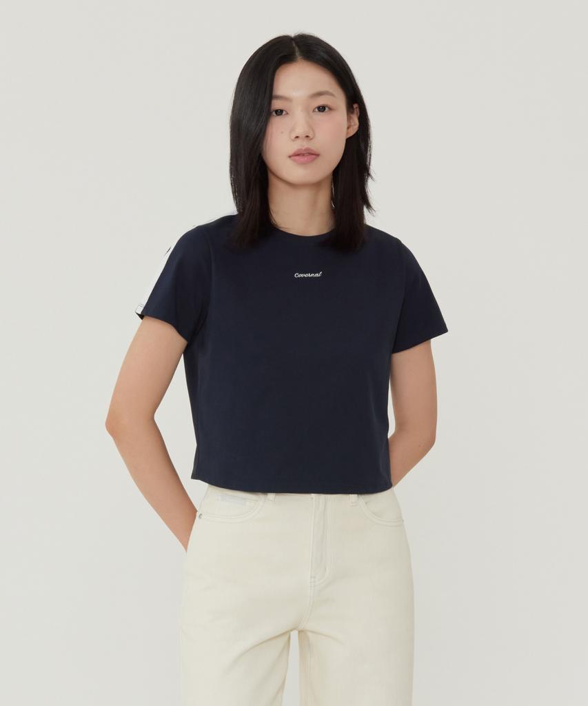 COVERNAT WOMAN Comfort Crop T-Shirt Navy