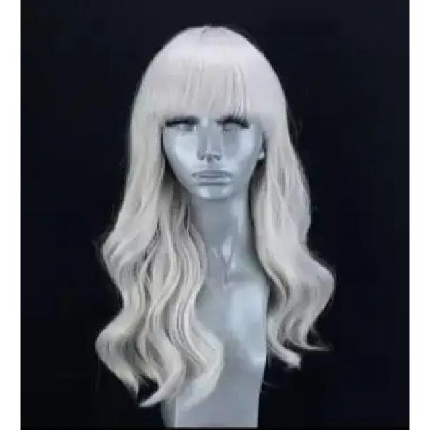 White Wig With Bangs Body Wave Lace Fornt Wig Synthetic And Blend Premium Fibre Heat Resistant Cosplay Pre Plucked For Women