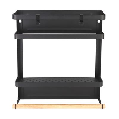 Husholdnings Multifunksjonelt Sammenleggbart Magnetisk Kjøleskapsstativ Hengende Oppbevaringsstativ (Svart)