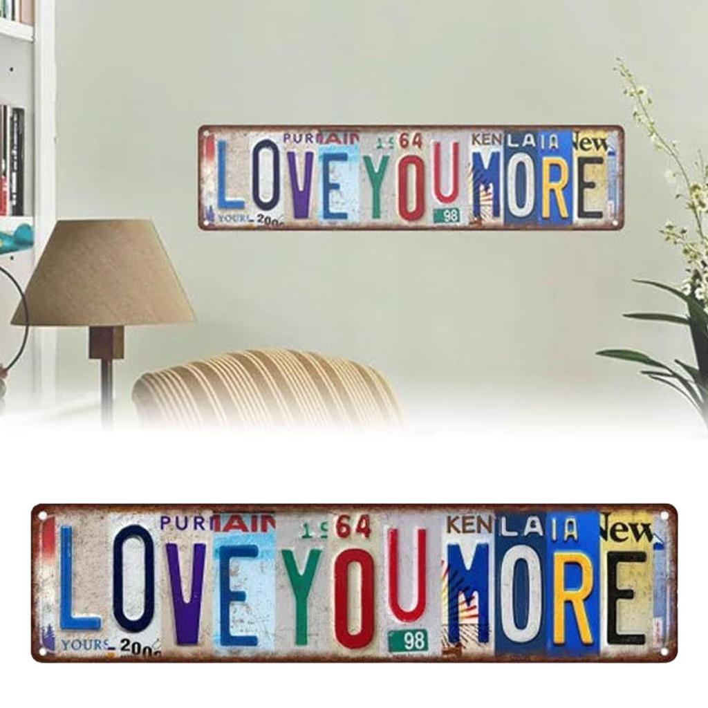 LOVE YOU MORE Vintage Wand Schild Dekoration, Metall Romantisch retro Rustikal Bar Wanddeko für Café Heimbar Büros Hochzeitsfeier