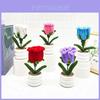 Multi Colored Plush Twisted Rod Rose Potted Desktop Decoration Ornament For Office Decor