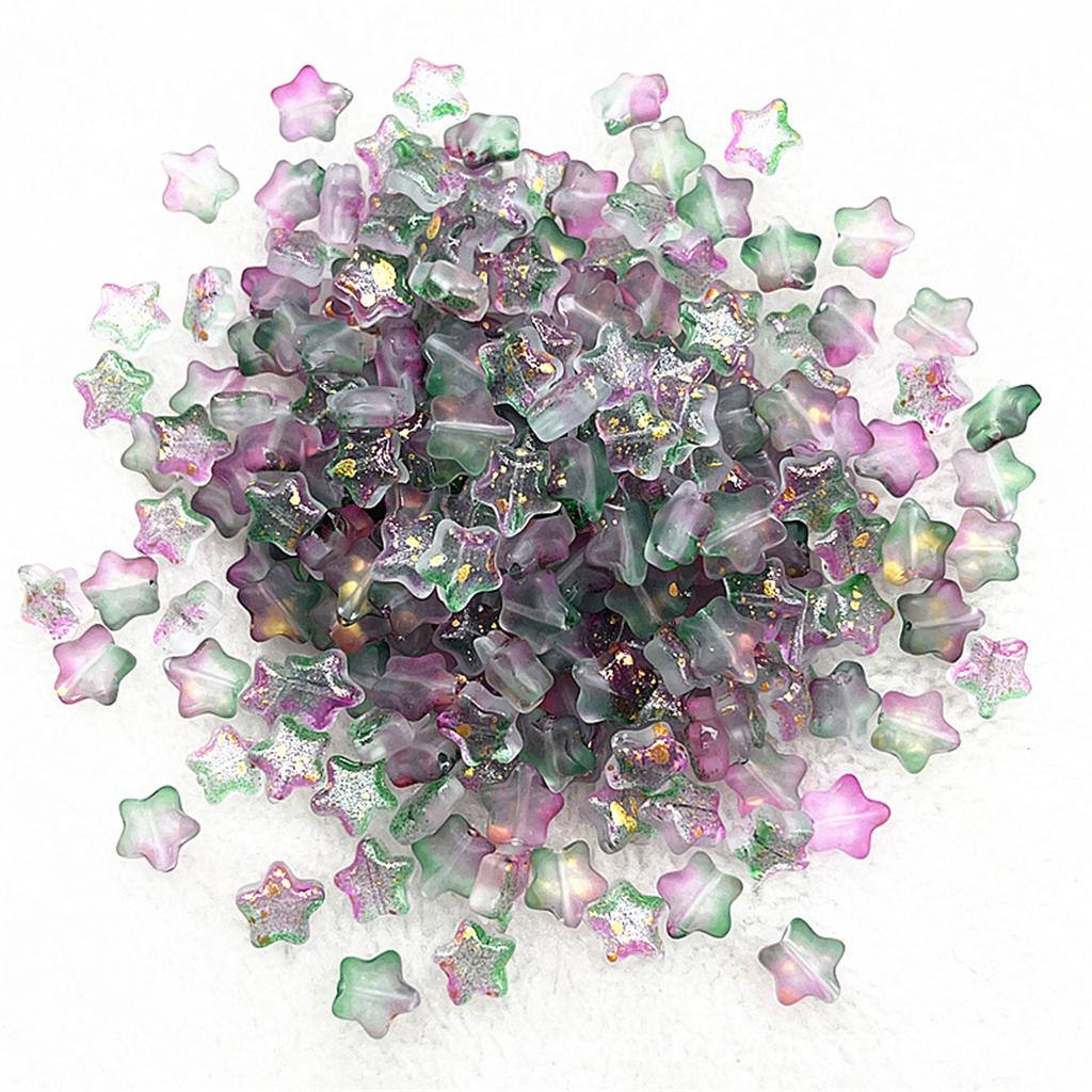 Colorful 30pcs 8mm Mini Polychrome Cute Gradient Five-pointed Star Glass Beads Loose Spacer Beads Jewelry Making DIY Handmade