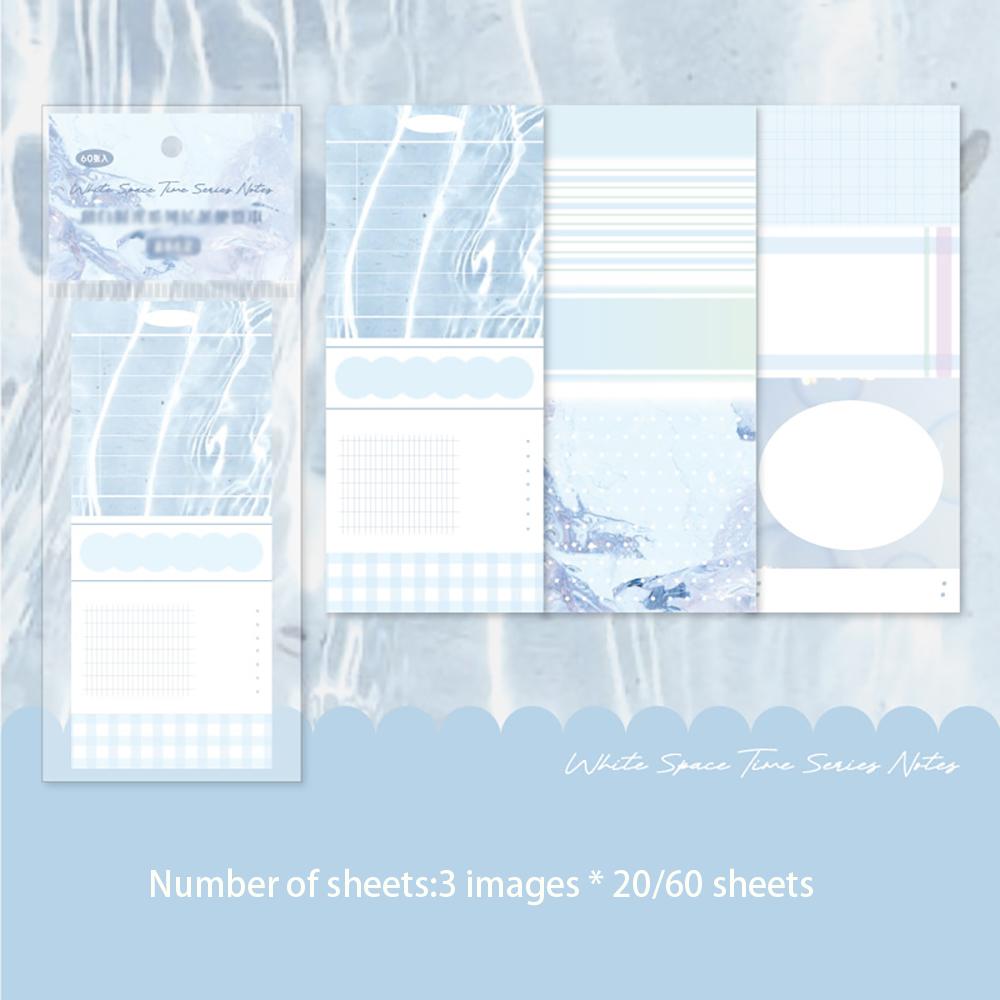 

60 sheets Long strip notebook with white space, Time series, European minimalist theme, notebook, message, note material, paper синій