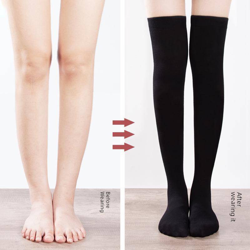 Japanese JK Women's Long Over-the-Knee Pure Cotton Stockings for Spring, Autumn, and Winter - Black, Slim-Fit, Elegant.