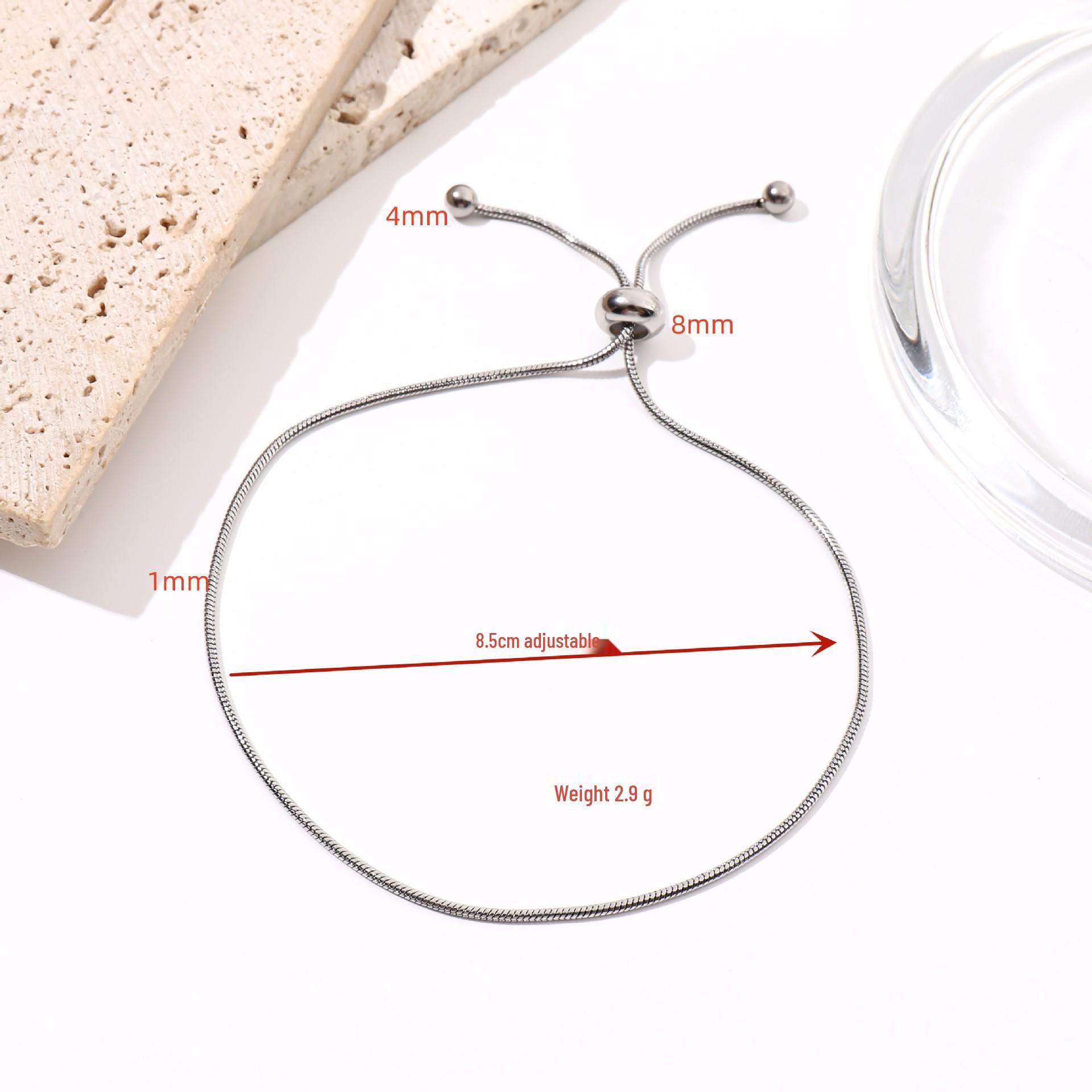 Adjustable Korean Stainless Steel Round Bead Pull-out Telescopic Bracelet for Women - Snake Bone Stretch, Simple & Fashionable.