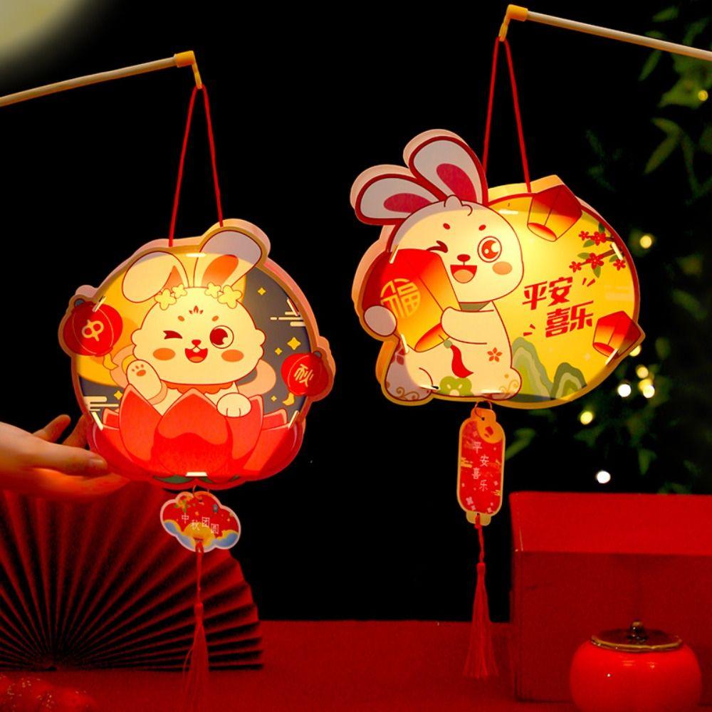 

Handmade Mid-Autumn Festival Lantern DIY Papper Light-Up Bunny Lantern Party Decoration style1
