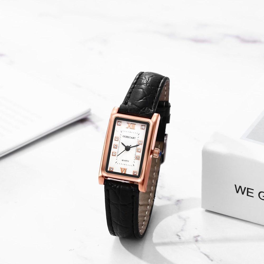 Jewelerywe Pair Couple Watch Roman Numerals Analog Display Leather Belt Waterproof Quartz Black Men Women Fashion Gift Birthday Anniversary Christmas