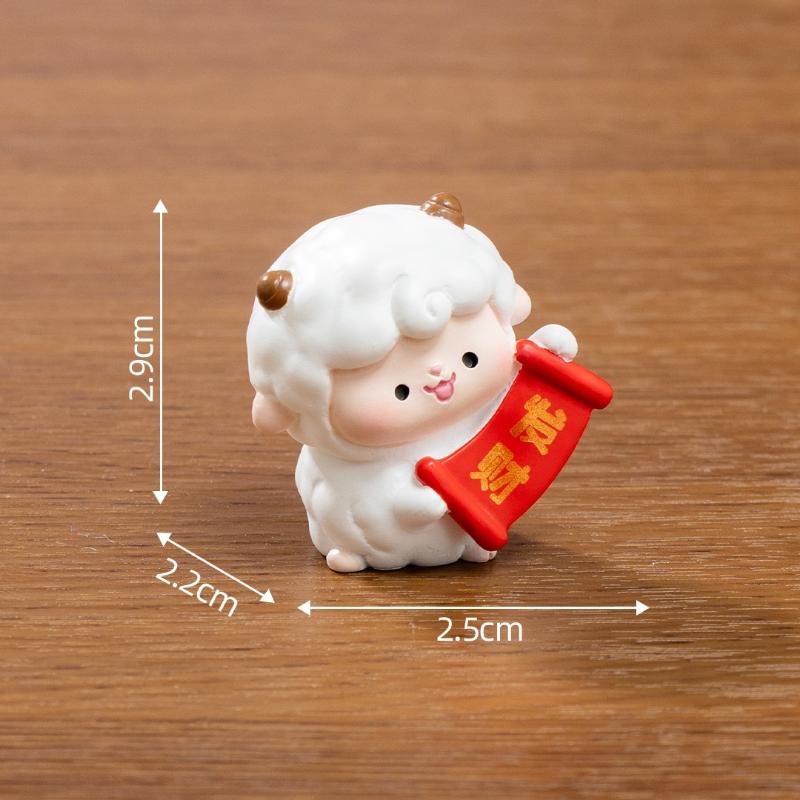 2027 Goat Year Miniature Ornaments Zodiac Cartoon Lucky Sheep Diy Car Decoration Office Desktop Decor Ornaments
