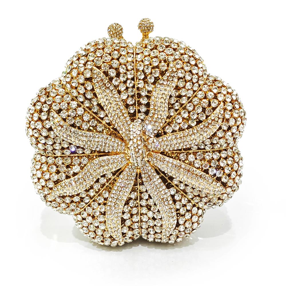 

WHTU0HENG Round Pumpkin Evening Purse Bags Luxury Gold Silver Crystal Wedding Dinner Clutches Girls Lady Party Bridal Bag 16cmX16cmX8cm