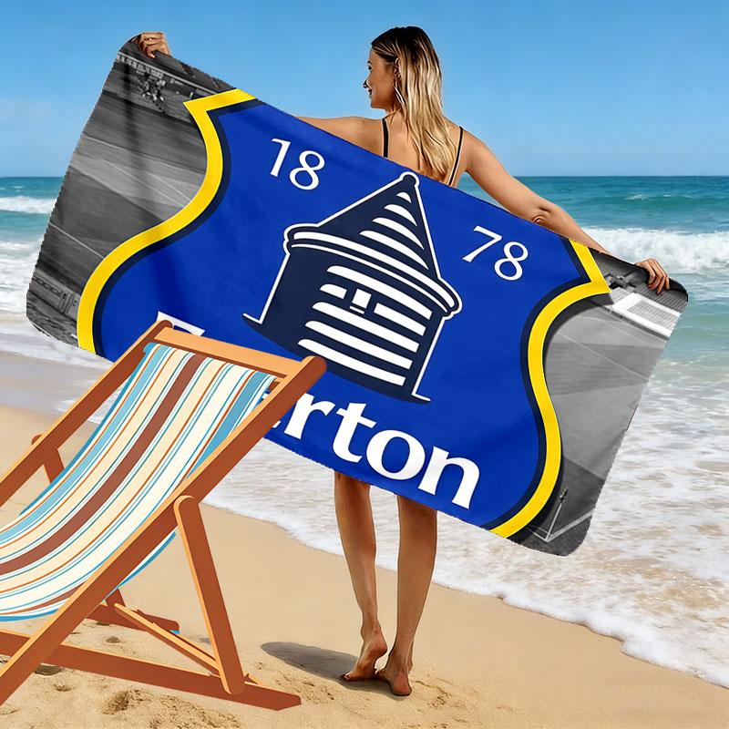 Ręcznik plażowy z nadrukiem Everton FC, Duży miękki szybkoschnący ręcznik na plażę, kemping, basen
