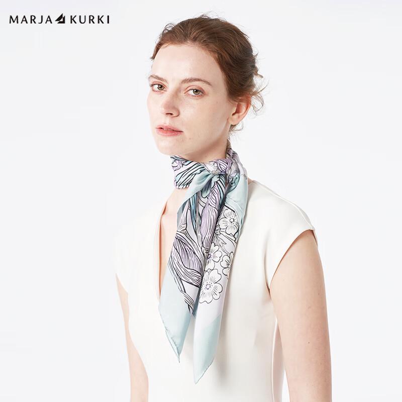 MARJA KURKI Women's Canna Lily Mulberry Silk Square Scarf