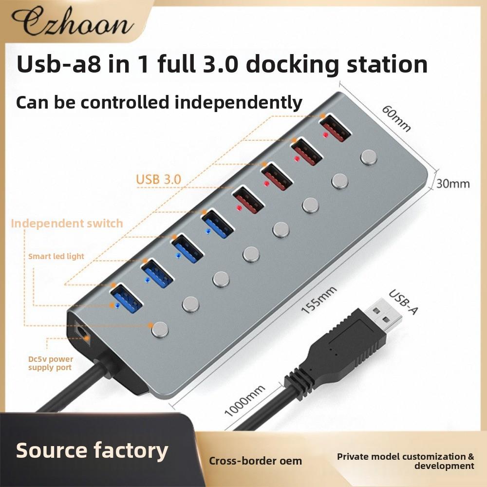 Type C Aluminum Alloy USB 3 0 Hub with Switch Laptop Docking Station Multi Port Expander for MacBook PC Accessories
