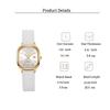 Ladies' small square dial luxury quartz watch, retro gold case with leather strap, simple daily wear