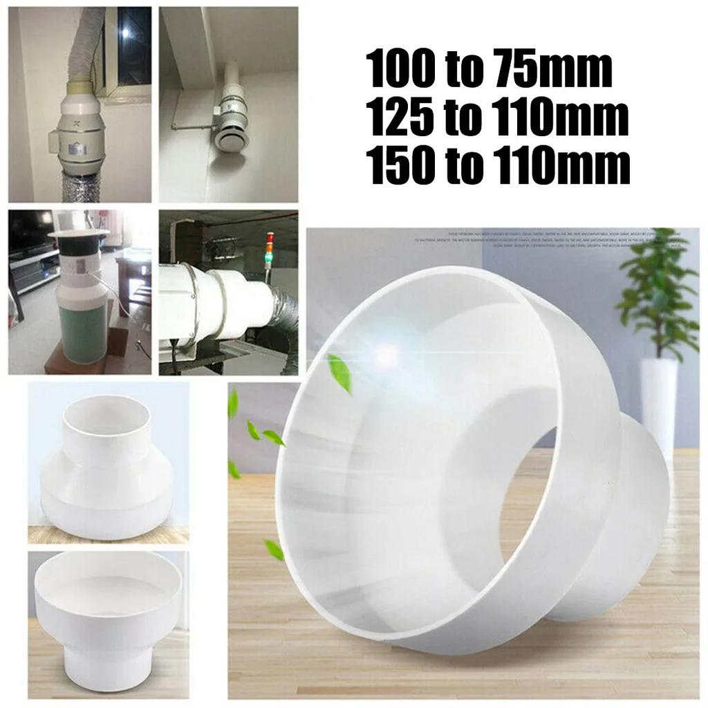 Connections Reducer Adapter Pipe Ventilation Fittings Plastic Reducer White 100to75 ABS Pipe Ventilation Adapter