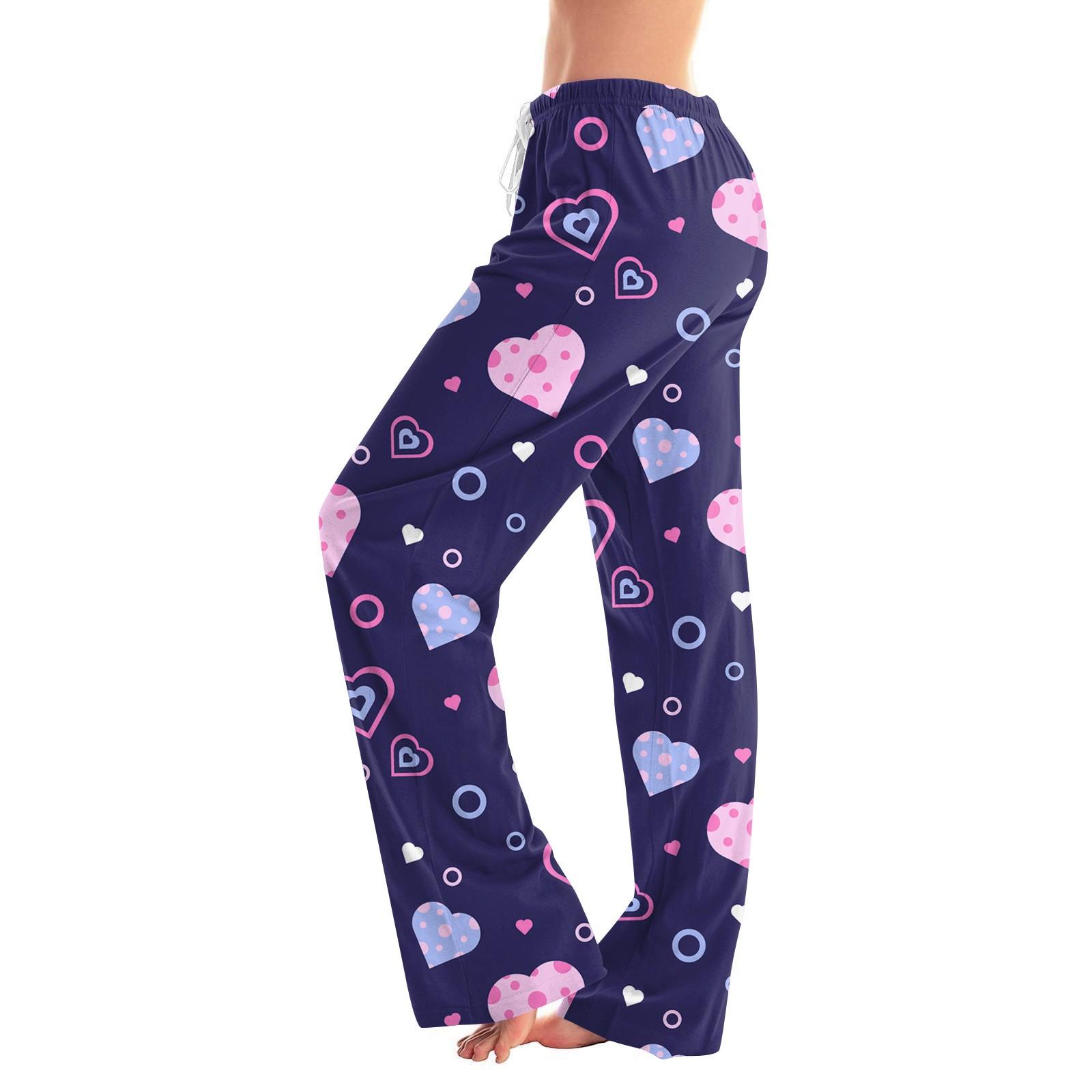 

Жіночі піжамні штани, одяг для сну, повсякденні штани на шнурках, еластичні пояси, зручні прямі вільні штани для йоги XXL ціан