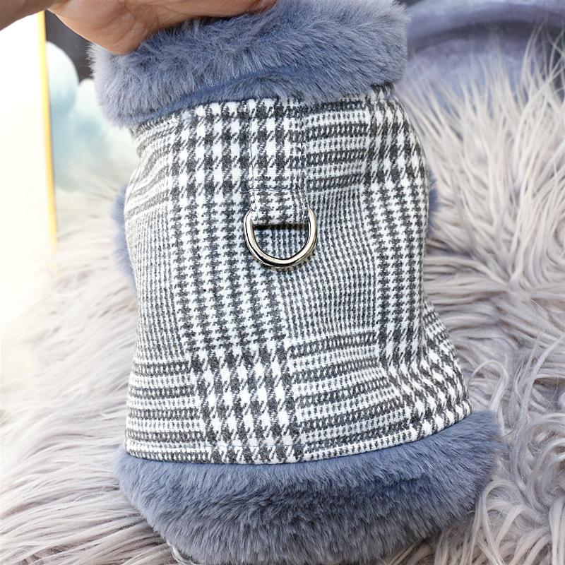 Pet Traction Vest Dog Plaid Autumn and Winter Coat Teddy Yorkshire Small Dog Cat Coat Puppy Clothes Dogs Vest