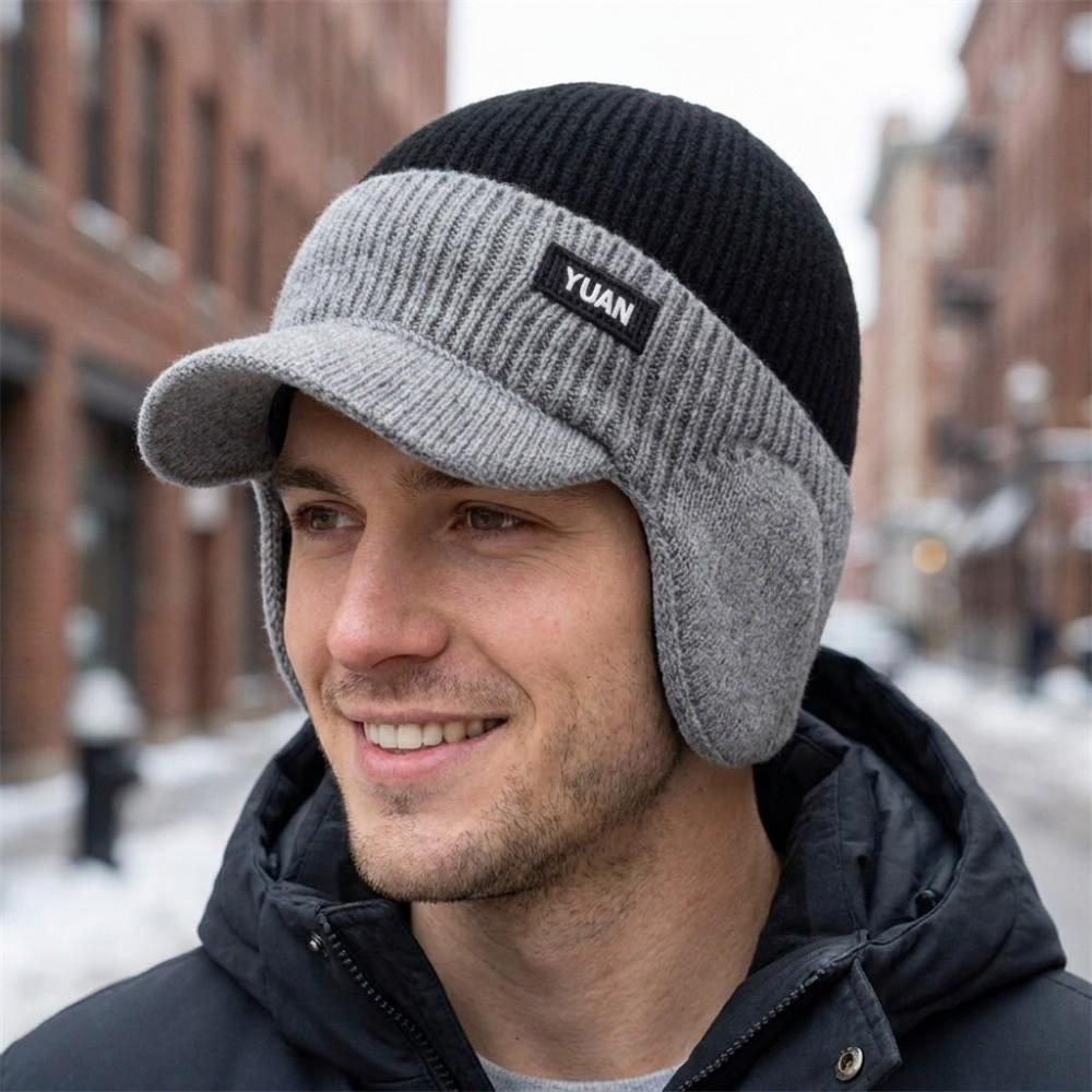 Thick Men's Knit Hat Windproof Ear Flap Hat New Cycling Beanie Outdoor