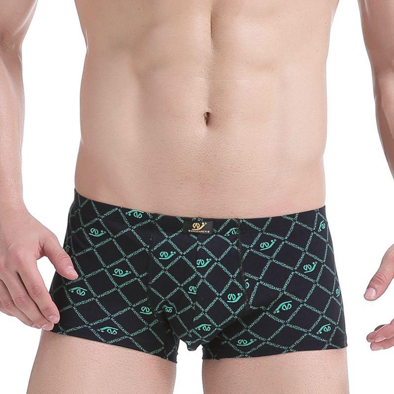 Men's Low Waisted Printed Underwear Men's Pure Cotton Breathable Youth Plus Size Four Corner Shorts