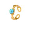 Turquoise Stainless Steel Adjustable Geometric Ring for Women
