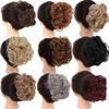 Synthetic Hair Bun Comb Clip In Messy Curly Chignon Elastic Band Scrunchies Hair Pieces Extension For Women Black Brown