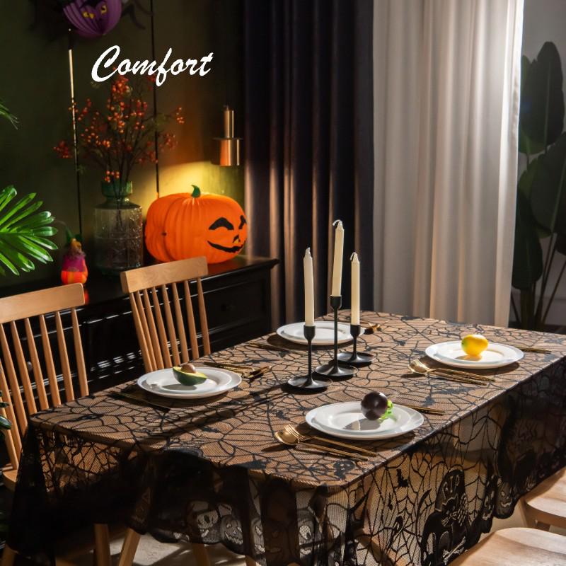 Zestaw: Szalik na kominek Pająk i Obrus Halloweenowy: Dynie, Okrągłe/Kwadratowe Obrusy, Dekoracja Bieżnika na Stół