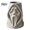 Desktop Storage Organizer Halloween Ghost Face Candy Bucket, 3D Printed Trick or Treat Snack Holder, Ornament Spooky Screaming for Indoor Home,