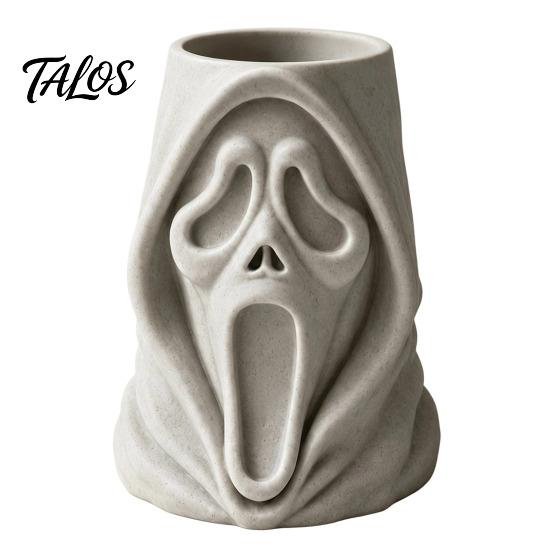 Desktop Storage Organizer Halloween Ghost Face Candy Bucket, 3D Printed Trick or Treat Snack Holder, Ornament Spooky Screaming for Indoor Home,