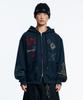 Easy No Easy Multi-Print Crop Zip-Up Hoodie - Navy