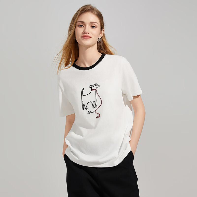 Women s Cute Dog Color-block T-Shirt One Size